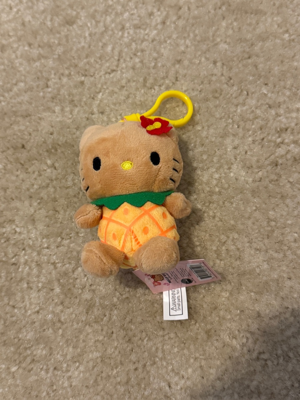 Tan Hello Kitty Pineapple Keychain Plush Toy Hawaii